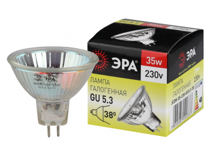 Галогенная лампа  ЭРА  MR16  35Вт  230В  GU5.3