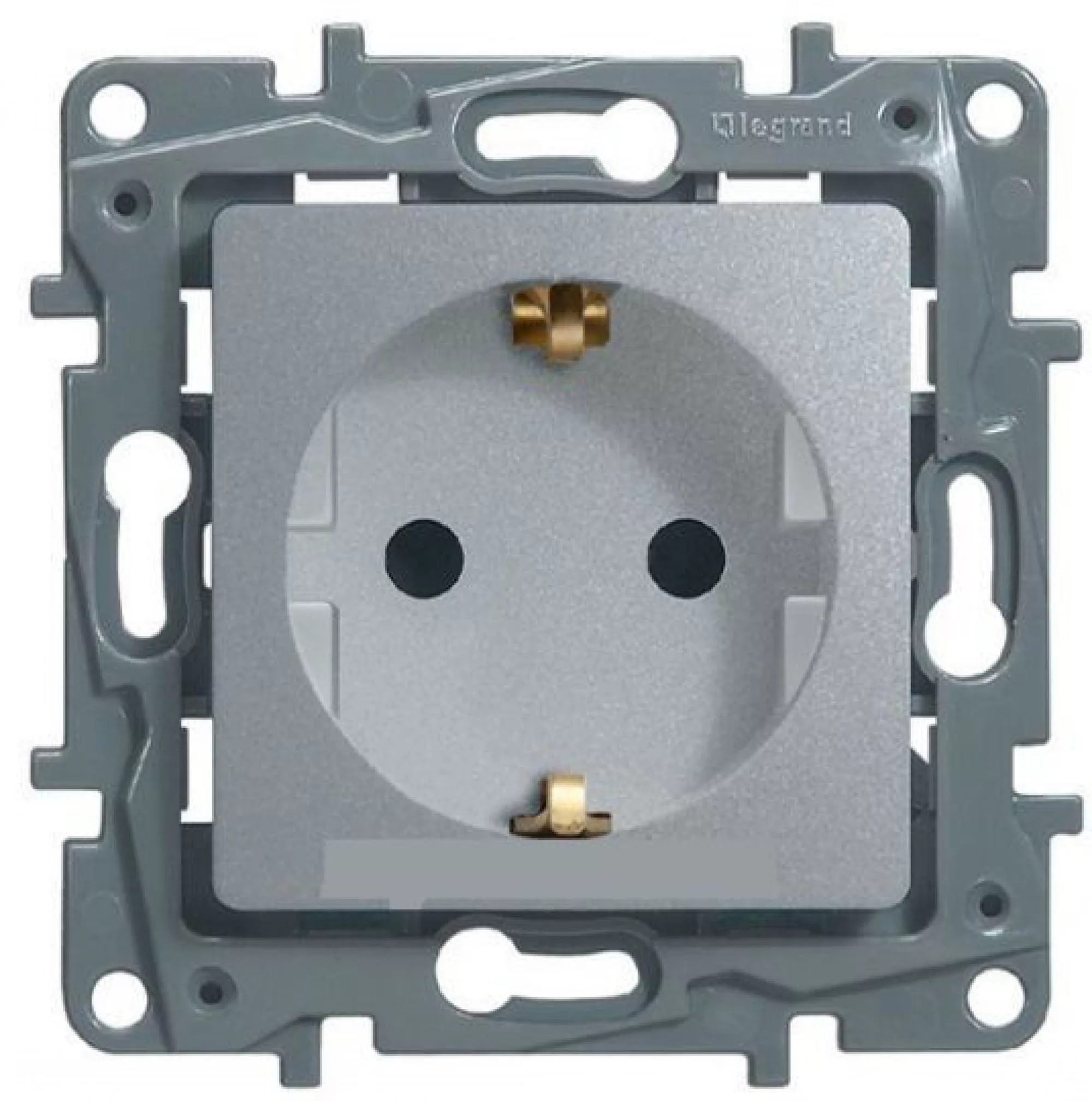 Legrand  Etika  Алюминий Розетка механизм 2К+З 16А, 250В 672421