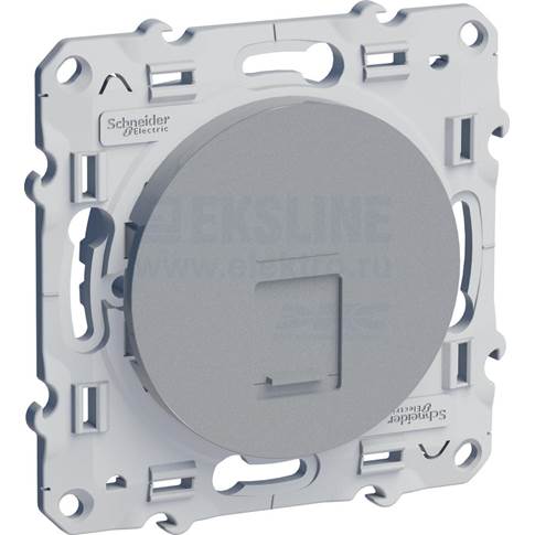 Schneider Electric ODACE Алюминий Розетка механизм компьютерная 2-местная 2хRJ45 кат.5e неэкранированная S53R481