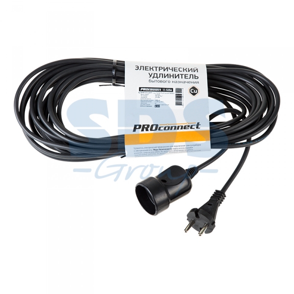 Удлинитель шнур 10 м (1 роз.) 2х0.75 мм2 черный STANDART PROCONNECT 11-5356