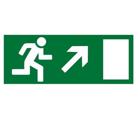 Знак TDM "Направление к эвакуационному выходу направо вверх" 350х124мм для ССА (лист - 2шт) (кратно 2)