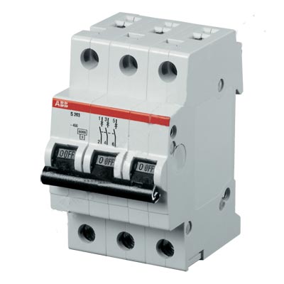Выключатель автоматический  3П   10А  характеристика D  6кА  ABB  S203 D10 2CDS253001R0101